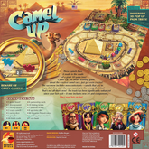 Camel Up løbende brætspil med bane og kamelbrikker